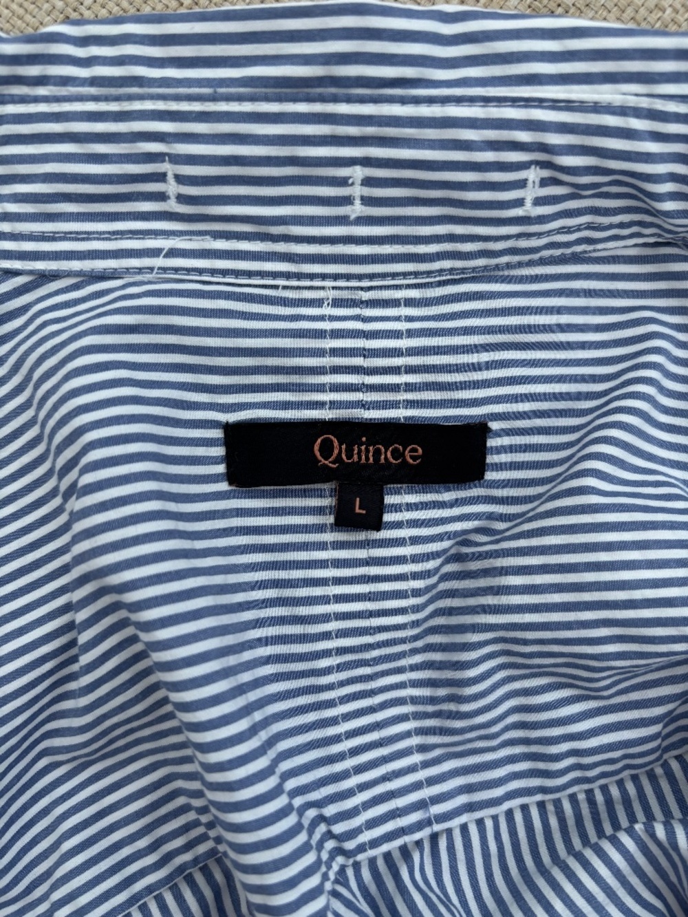 Quince • 100% Organic Cotton Poplin Cropped Long Sleeve Shirt Striped - Picture 2 of 9